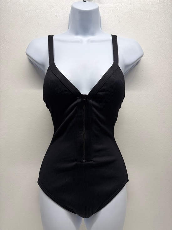 kate spade Other - Kate Spade Marco Island Zip One Piece Ribbed Swimsuit Zip Up Textured Black XS